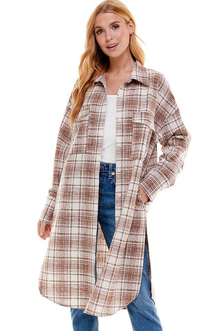 Oversized Long Plaid Shacket, Jacket, Fitkitty Culture, Fitkitty Culture